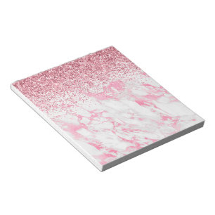 Pink White Marble Glitter Notepad
