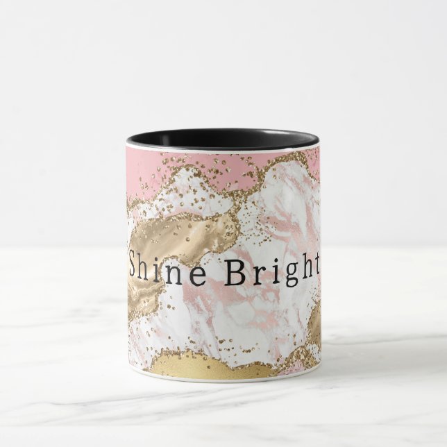 Pink White Marble Gold Glitter Mug (Center)