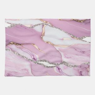 Pink White Marble Kitchen Towel