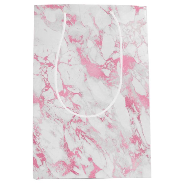 Pink White Marble    Medium Gift Bag (Front)