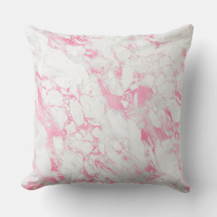 Pink White Marble Throw Pillow
