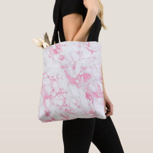 Pink White Marble Tote Bag