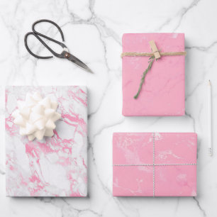 Pink White Marble      Wrapping Paper Sheet