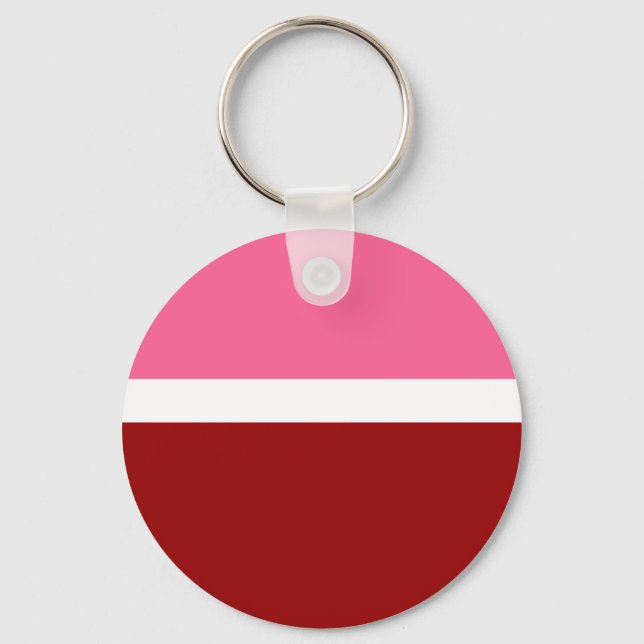 Pink White Maroon Red Colour Block  Keychain (Front)