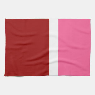 Pink White Maroon Red Colour Block Kitchen Towel
