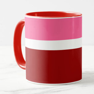 Pink White Maroon Red Colour Block Mug