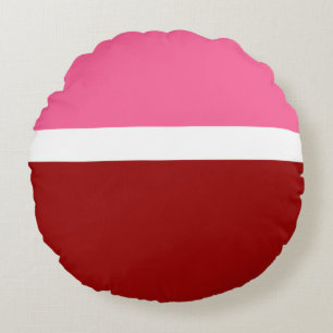 Pink White Maroon Red Colour Block Round Pillow