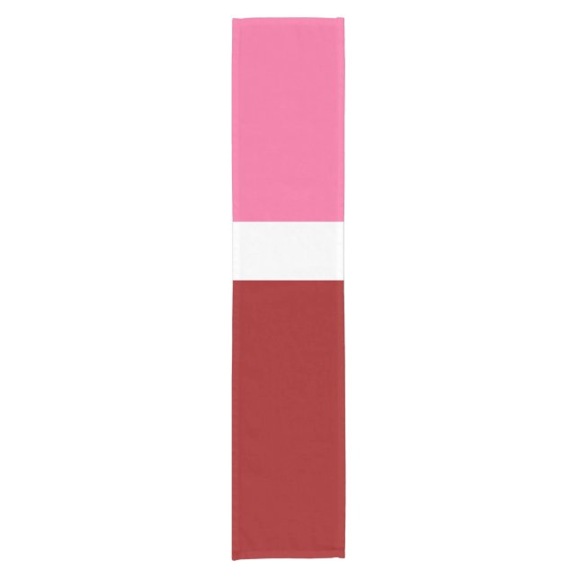 Pink White Maroon Red Colour Block  Short Table Runner (Front)