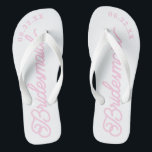 Pink White Modern Custom Bridal Party Flip Flops<br><div class="desc">These flip flops are perfect for your bridesmaids! Customize with your wedding date and wedding colours.</div>