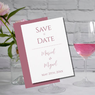Pink & White Modern Elegant Minimalist  Wedding Save The Date