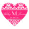 Pink White Monogram Damask Save the Date Stickers