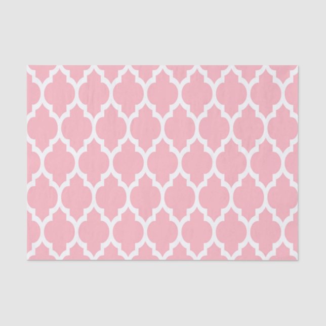 Pink White Moroccan Quatrefoil Pattern #4 Tissue Paper (Front)