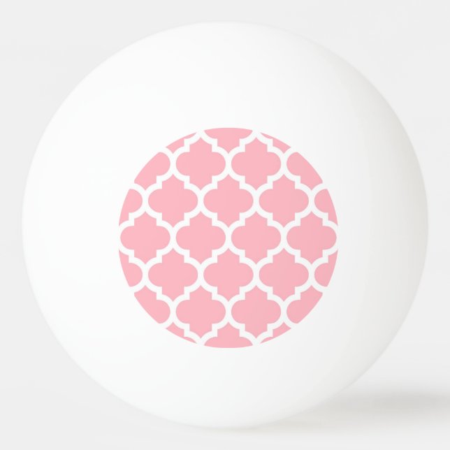 Pink White Moroccan Quatrefoil Pattern #5 Ping Pong Ball (Front)