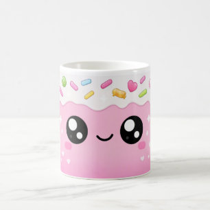 Pink & White Mug Wrap   Cute Sprinkles & Smiling 