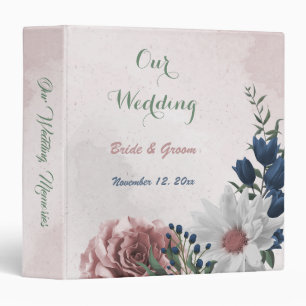 pink white navy flowers greenery wedding album binder