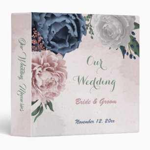 pink white navy flowers greenery wedding album binder