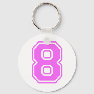 PINK & WHITE NUMBER 8 KEYCHAIN