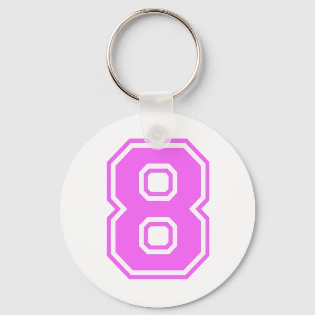 PINK & WHITE NUMBER 8 KEYCHAIN (Front)