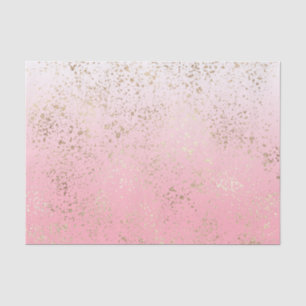 Pink White Ombre Speckled Gold Flakes Tissue Paper