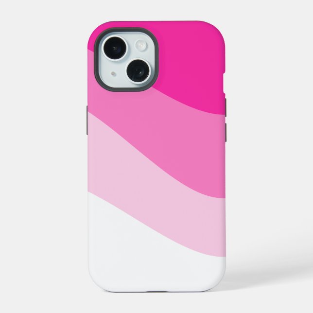 Pink White Ombre Wave pattern iPhone 15 Case (Back)