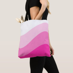 Pink White Ombre Wave pattern Tote Bag