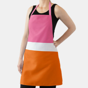 Pink White Orange Plain Colour Block Design Apron