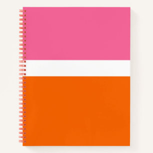 Pink White Orange Plain Colour Block Design Notebook
