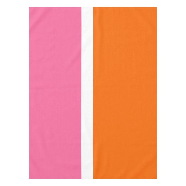 Pink White Orange Plain Colour Block Design  Tablecloth (Front)