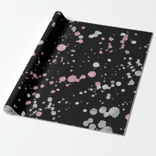 Pink & White Paint Splatter Wrapping Paper