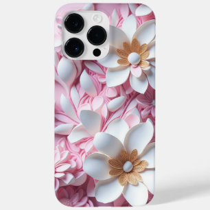 PINK & WHITE PAPER 3-D LOOK FLOWERS Case-Mate iPhone 14 PRO MAX CASE