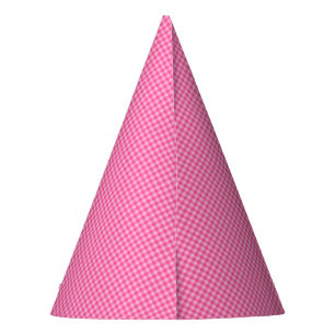 Pink-White Pastel Gingham-PAPER PARTY HATS