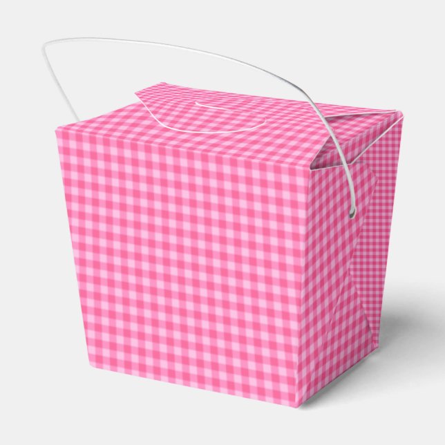 Pink-White-Pastel Gingham-PARTY FAVOR BOX,take out Favor Box (Back Side)