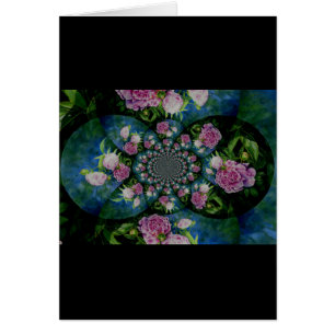 Pink white peony floral watercolor mandala