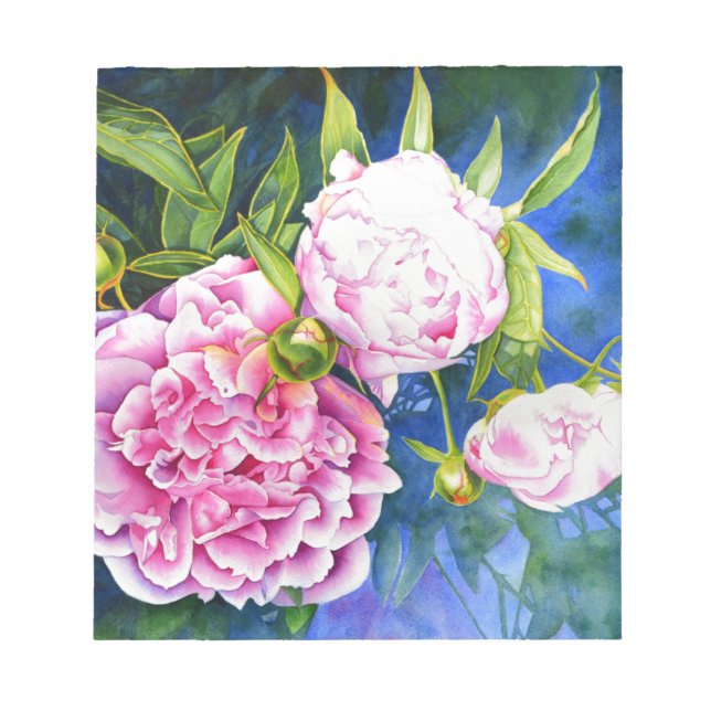 Pink white peony painting | romantic floral notepad (Front)