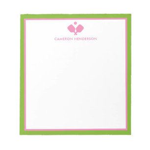 Pink White Personalized Name Fun Pickleball  Notepad