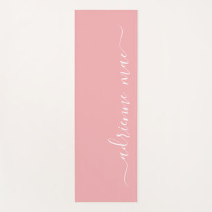 Pink & White Personalized Script Reversible Yoga Mat