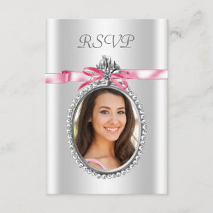 Pink White Photo RSVP Cards