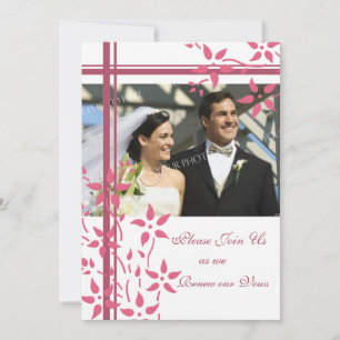 Pink & White Photo Wedding Vow Renewal Invitations