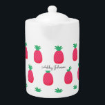 Pink White Pineapple Pattern Chic<br><div class="desc">Pink White Tea pot with Cute Chic Pineapple Pattern. More products with this design are in the collection below.</div>