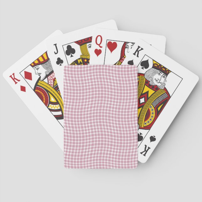 Pink White Plaid Checker Seamless Pattern Playing Cards (Back)