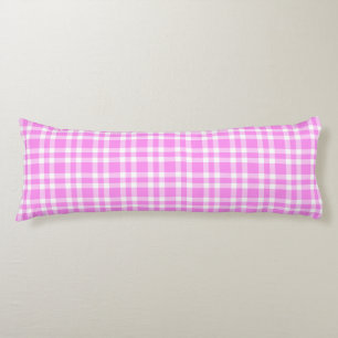 Pink White Plaid Pattern Body Pillow
