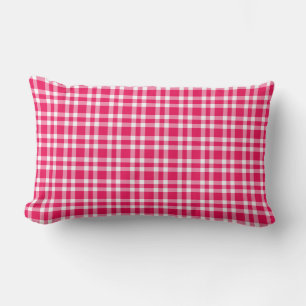 Pink White Plaid Pattern Lumbar Pillow