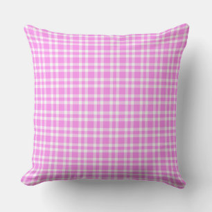 Pink White Plaid Pattern Throw Pillow