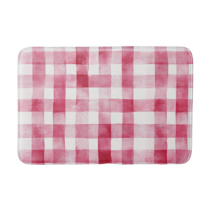 Pink White Plaid Stripes Birthday Bath Mat