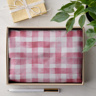 Pink White Plaid Stripes Birthday Tissue Paper