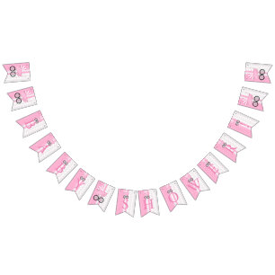 Pink & White Polka Dot 👶 Baby Shower Bunting Flags