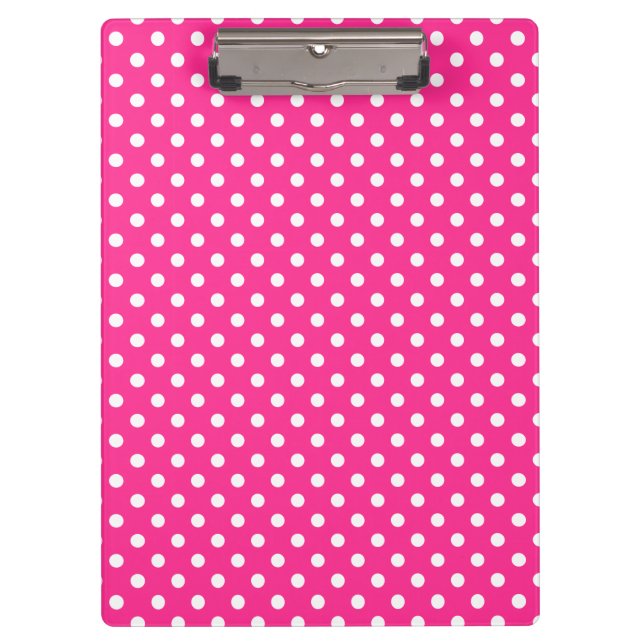 Pink & White Polka Dot Clipboard (Front)