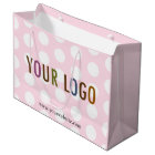 Pink & White Polka Dot Gift Bag with Business Logo