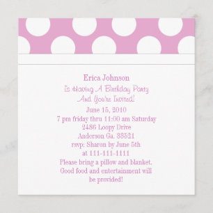 Pink & White Polka Dot Party Invitations