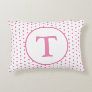 Pink & White Polka-Dot Personalized Accent Pillow